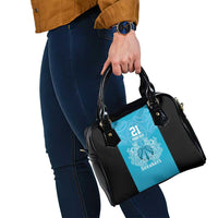 New Zealand Custom Shoulder Handbag Fire Basketball Maori Tribal Sky Blue LT9 - Polynesian Pride