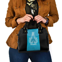 New Zealand Custom Shoulder Handbag Fire Basketball Maori Tribal Sky Blue LT9 - Polynesian Pride