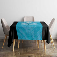 New Zealand Custom Tablecloth Fire Basketball Maori Tribal Sky Blue - Polynesian Pride