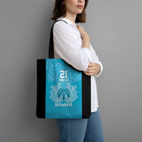 New Zealand Custom Tote Bag Fire Basketball Maori Tribal Sky Blue LT9 - Polynesian Pride