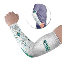 Custom New Zealand Aotearoa Arm Sleeves Green Maori Paua Shell Indigenous LT9 Set of 2 Green - Polynesian Pride