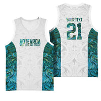 Custom New Zealand Aotearoa Basketball Jersey Green Maori Paua Shell Indigenous LT9 - Polynesian Pride