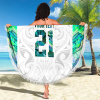 Custom New Zealand Aotearoa Beach Blanket Green Maori Paua Shell Indigenous LT9 - Polynesian Pride