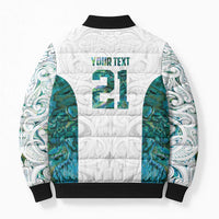 Custom New Zealand Aotearoa Bomber Puffer Jacket Green Maori Paua Shell Indigenous LT9 - Polynesian Pride