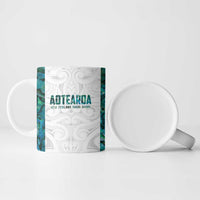 Custom New Zealand Aotearoa Ceramic Mug Green Maori Paua Shell Indigenous - Polynesian Pride