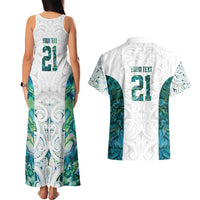 Custom New Zealand Aotearoa Couples Matching Tank Maxi Dress and Hawaiian Shirt Green Maori Paua Shell Indigenous - Polynesian Pride