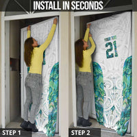 Custom New Zealand Aotearoa Door Cover Green Maori Paua Shell Indigenous - Polynesian Pride