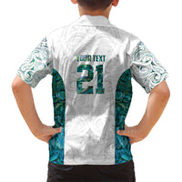 Custom New Zealand Aotearoa Family Matching Long Sleeve Bodycon Dress and Hawaiian Shirt Green Maori Paua Shell Indigenous - Polynesian Pride