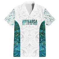 Custom New Zealand Aotearoa Family Matching Short Sleeve Bodycon Dress and Hawaiian Shirt Green Maori Paua Shell Indigenous - Polynesian Pride