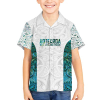 Custom New Zealand Aotearoa Family Matching Summer Maxi Dress and Hawaiian Shirt Green Maori Paua Shell Indigenous - Polynesian Pride