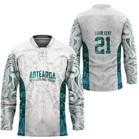 Custom New Zealand Aotearoa Hockey Jersey Green Maori Paua Shell Indigenous LT9 - Polynesian Pride