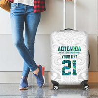Custom New Zealand Aotearoa Luggage Cover Green Maori Paua Shell Indigenous - Polynesian Pride