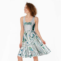 Custom New Zealand Aotearoa Midi Dress Green Maori Paua Shell Indigenous - Polynesian Pride