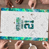 Custom New Zealand Aotearoa Puzzle Green Maori Paua Shell Indigenous LT9 - Polynesian Pride