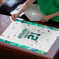 Custom New Zealand Aotearoa Puzzle Green Maori Paua Shell Indigenous LT9 - Polynesian Pride