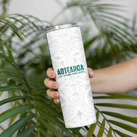 Custom New Zealand Aotearoa Skinny Tumbler Green Maori Paua Shell Indigenous - Polynesian Pride