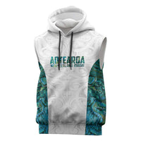 Custom New Zealand Aotearoa Sleeveless Hoodie Green Maori Paua Shell Indigenous LT9 Green - Polynesian Pride