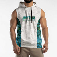 Custom New Zealand Aotearoa Sleeveless Hoodie Green Maori Paua Shell Indigenous LT9 - Polynesian Pride