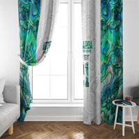 Custom New Zealand Aotearoa Window Curtain Green Maori Paua Shell Indigenous - Polynesian Pride