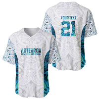 Custom New Zealand Aotearoa Baseball Jersey Maori Paua Shell Indigenous - Polynesian Pride