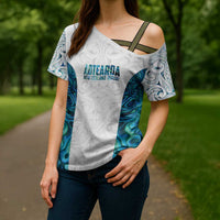 Custom New Zealand Aotearoa Cross Shoulder Shirt Maori Paua Shell Indigenous LT9 - Polynesian Pride