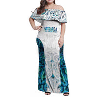 Custom New Zealand Aotearoa Family Matching Off Shoulder Maxi Dress and Hawaiian Shirt Maori Paua Shell Indigenous - Polynesian Pride
