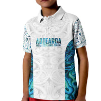 Custom New Zealand Aotearoa Kid Polo Shirt Maori Paua Shell Indigenous - Polynesian Pride