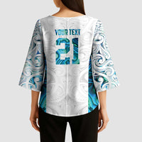 Custom New Zealand Aotearoa Kimono Sleeve Blouse Maori Paua Shell Indigenous - Polynesian Pride