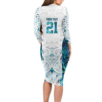 Custom New Zealand Aotearoa Long Sleeve Bodycon Dress Maori Paua Shell Indigenous - Polynesian Pride