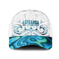 New Zealand Aotearoa Mesh Trucker Cap Maori Papua Shell Indigenous LT9 One Size White Blue - Polynesian Pride