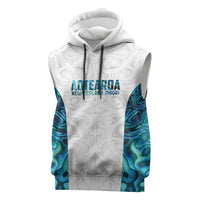 Custom New Zealand Aotearoa Sleeveless Hoodie Maori Paua Shell Indigenous LT9 Blue - Polynesian Pride