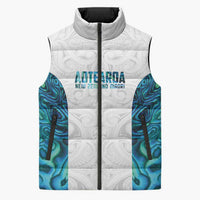Custom New Zealand Aotearoa Sleeveless Puffer Jacket Maori Paua Shell Indigenous LT9 Unisex Blue - Polynesian Pride