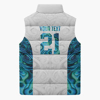 Custom New Zealand Aotearoa Sleeveless Puffer Jacket Maori Paua Shell Indigenous LT9 - Polynesian Pride