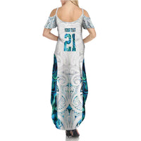 Custom New Zealand Aotearoa Summer Maxi Dress Maori Paua Shell Indigenous - Polynesian Pride