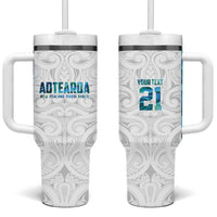 Custom New Zealand Aotearoa Tumbler With Handle Maori Paua Shell Indigenous - Polynesian Pride