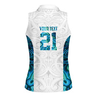 Custom New Zealand Aotearoa Women Sleeveless Polo Shirt Maori Paua Shell Indigenous - Polynesian Pride