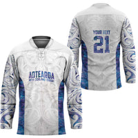Custom New Zealand Aotearoa Hockey Jersey Purple Maori Paua Shell Indigenous - Polynesian Pride