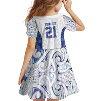 Custom New Zealand Aotearoa Kid Short Sleeve Dress Purple Maori Paua Shell Indigenous - Polynesian Pride