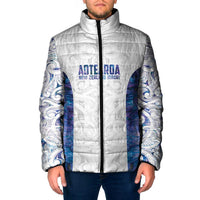 Custom New Zealand Aotearoa Padded Jacket Purple Maori Paua Shell Indigenous - Polynesian Pride