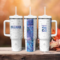Custom New Zealand Aotearoa Tumbler With Handle Purple Maori Paua Shell Indigenous LT9 - Polynesian Pride