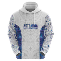 Custom New Zealand Aotearoa Zip Hoodie Purple Maori Paua Shell Indigenous - Polynesian Pride