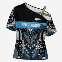 World Cricket Custom New Zealand Cross Shoulder Shirt Kia kaha nga Potae Pango LT9 Female Black - Polynesian Pride