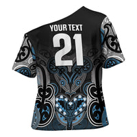 World Cricket Custom New Zealand Cross Shoulder Shirt Kia kaha nga Potae Pango LT9 - Polynesian Pride
