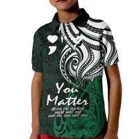 Your Matter Suicide Prevention Kid Polo Shirt Green Polynesian Tribal LT9 Kid Green - Polynesian Pride