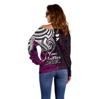 Your Matter Suicide Prevention Off Shoulder Sweater Pink Polynesian Tribal LT9 - Polynesian Pride