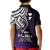 Your Matter Suicide Prevention Kid Polo Shirt Purple Polynesian Tribal LT9 - Polynesian Pride