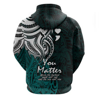 Your Matter Suicide Prevention Hoodie Turqoise Polynesian Tribal LT9 - Polynesian Pride