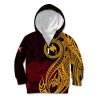 Papua New Guinea Island Kid Hoodie Bird of Paradise with Gold Polynesian Tribal LT9 Zip Hoodie Gold - Polynesian Pride
