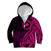 Papua New Guinea Island Kid Hoodie Bird of Paradise with Pink Polynesian Tribal LT9 Zip Hoodie Pink - Polynesian Pride