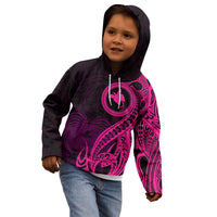 Papua New Guinea Island Kid Hoodie Bird of Paradise with Pink Polynesian Tribal LT9 - Polynesian Pride